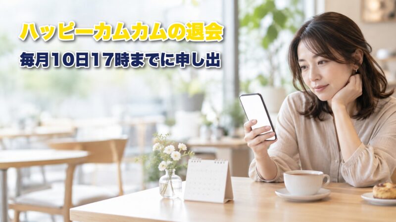 ハッピーカムカムの退会は毎月10日まで？費用と条件を紹介！ 